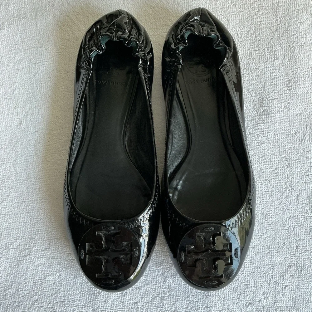 Tory Burch Reva Ballerina Black Flats Sz 7